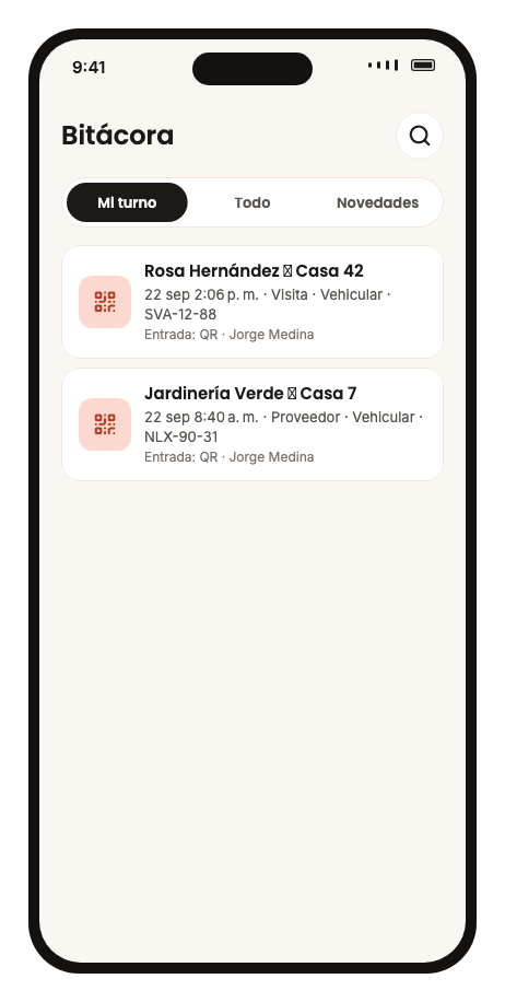 La bitácora de novedades